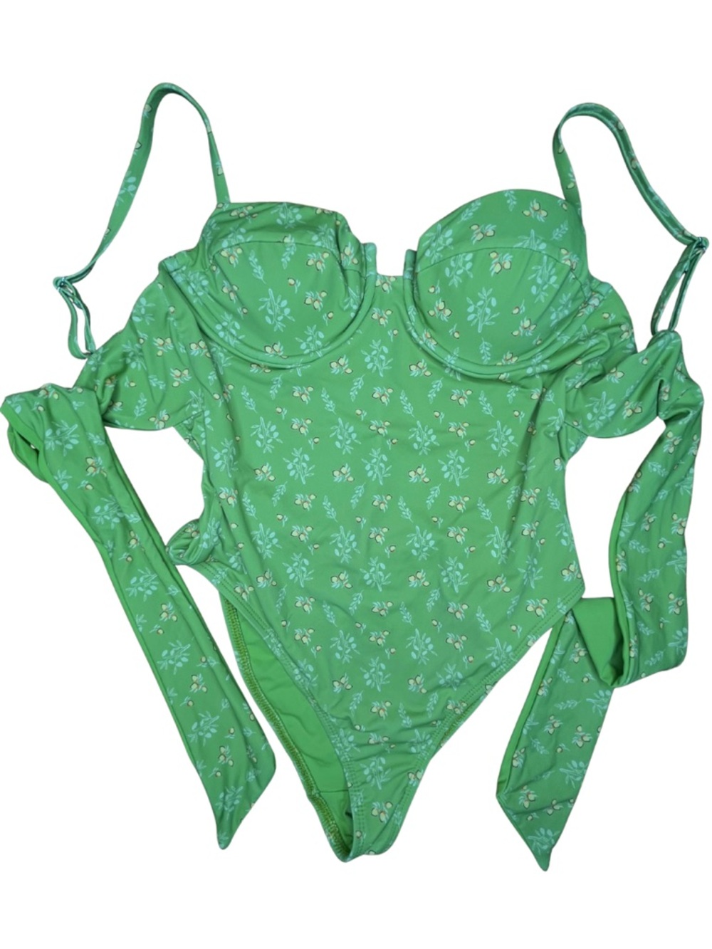 Dippin’ Daisys Green Floral Underwire Cutout One Piece Swimsuit S
